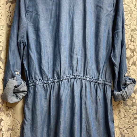 Crown & Ivy Denim Blue Mini Shirt Dress - Picture 8 of 9